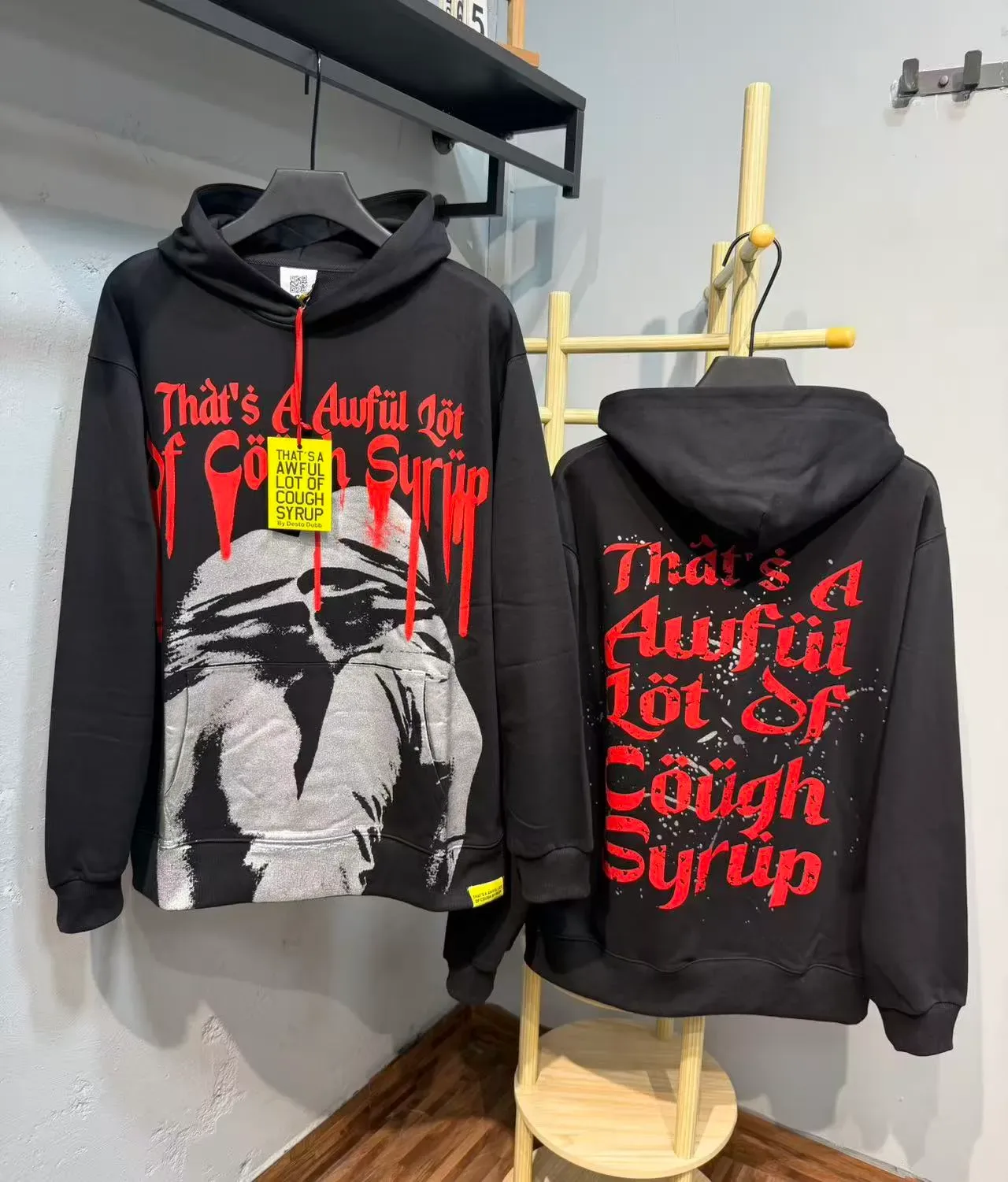 Black Red Graphic-Print Oversized Fit Hoodie 4