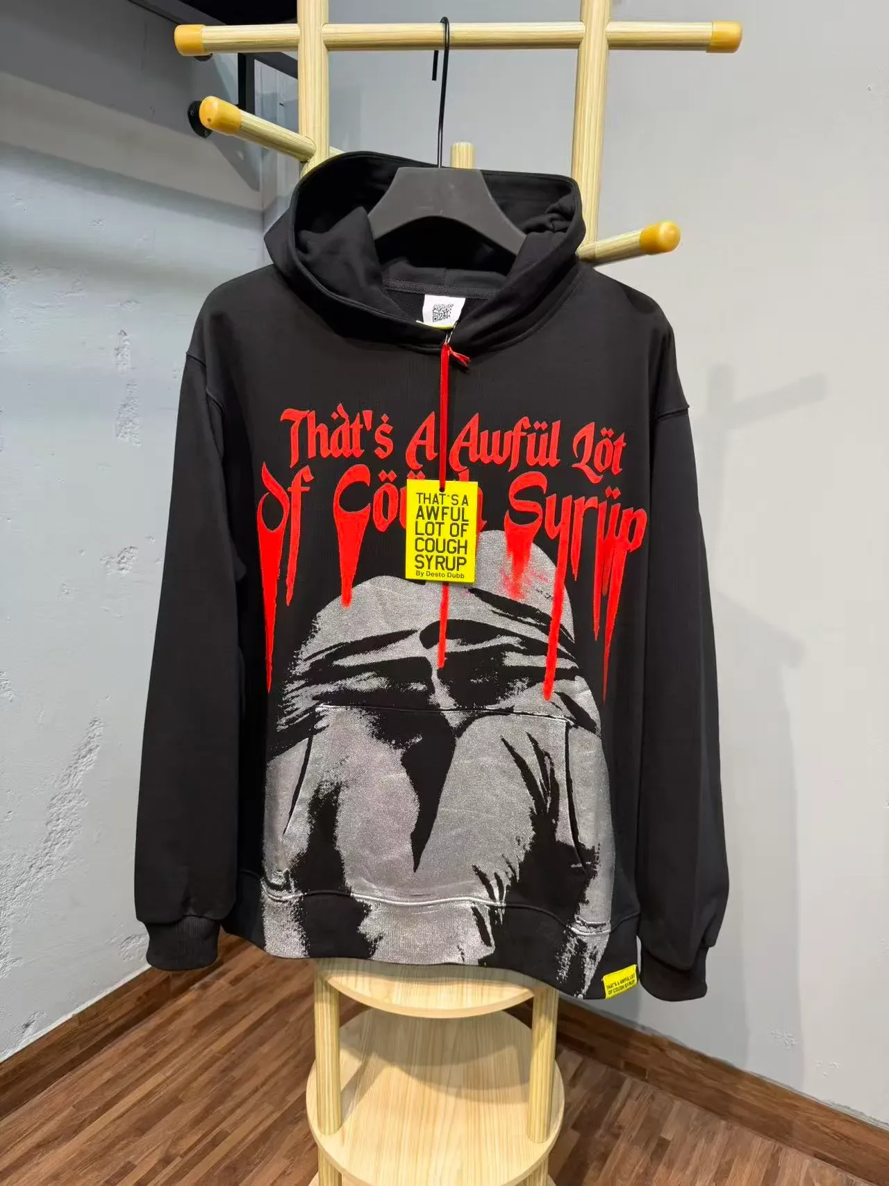 Black Red Graphic-Print Oversized Fit Hoodie 5