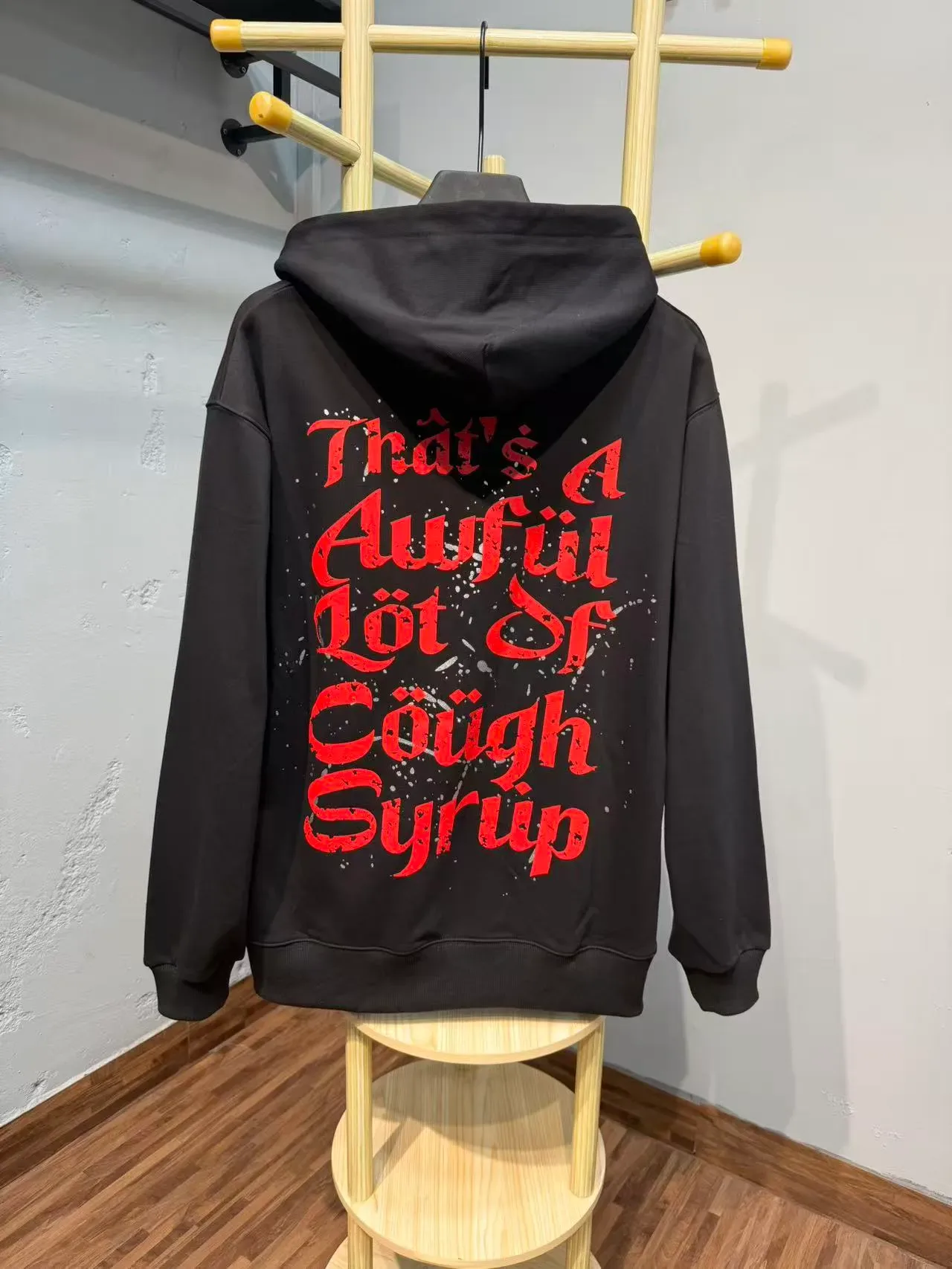 Black Red Graphic-Print Oversized Fit Hoodie 6