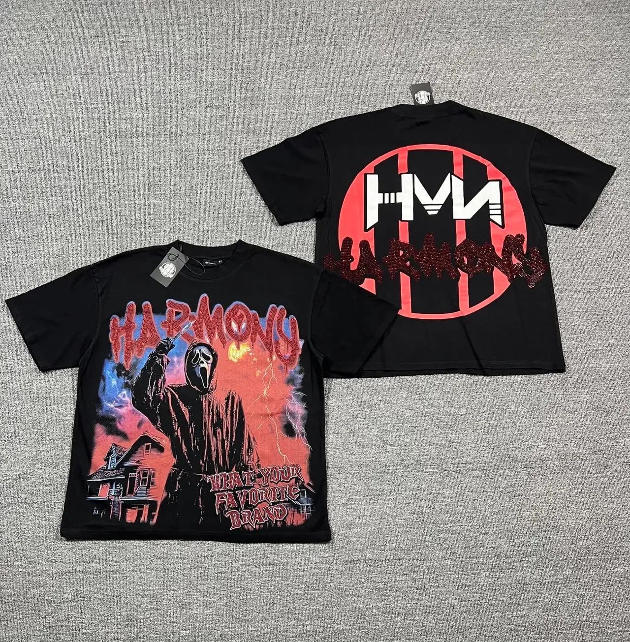 Black Red Graphic-Print Oversized Fit T-Shirt 2