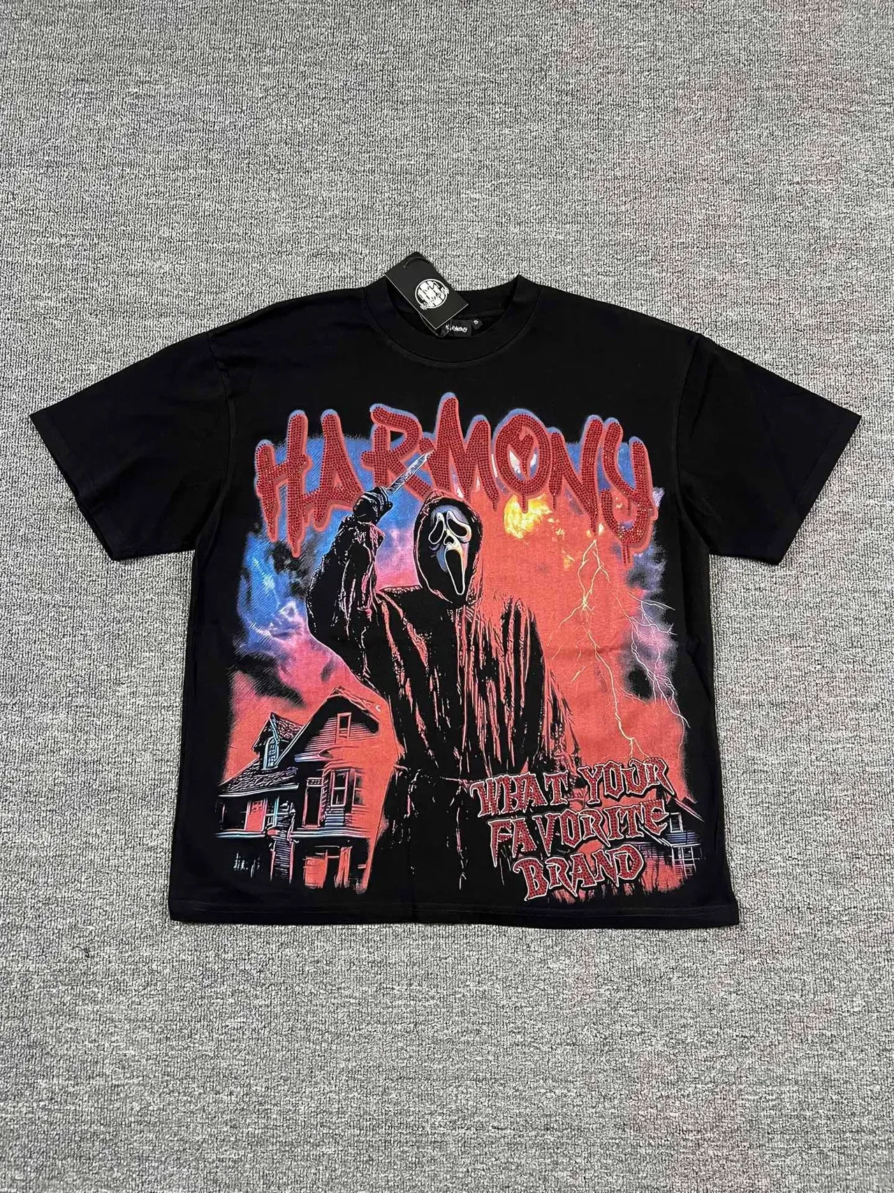 Black Red Graphic-Print Oversized Fit T-Shirt 4