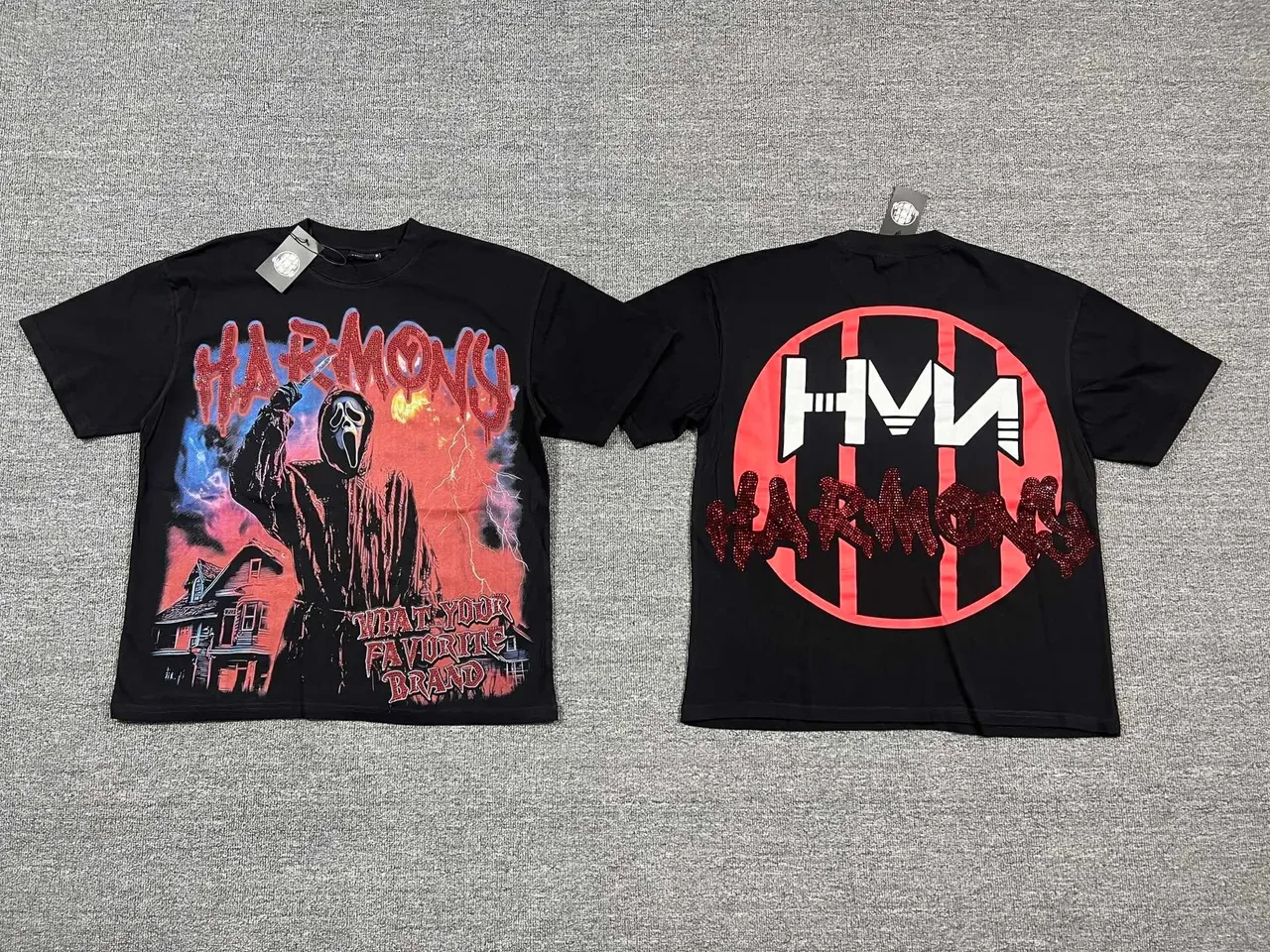 Black Red Graphic-Print Oversized Fit T-Shirt 6