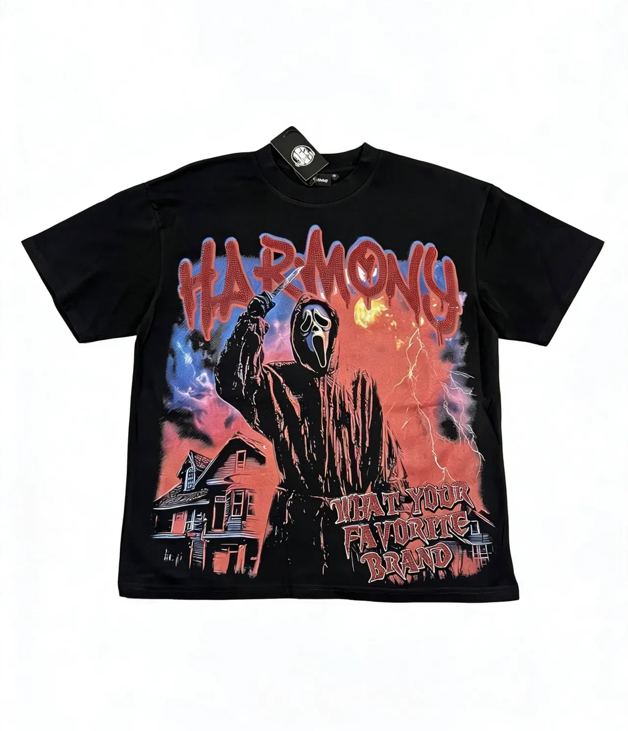 Black Red Graphic-Print Oversized Fit T-Shirt 7