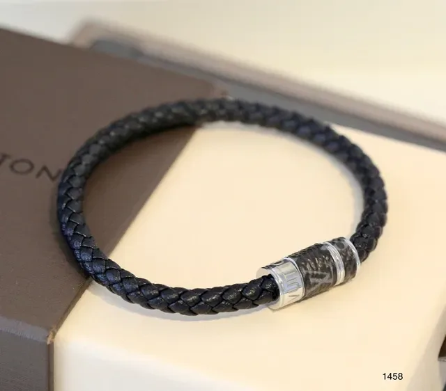 Black Silver Braided Leather Metal Clasp Bracelet 4