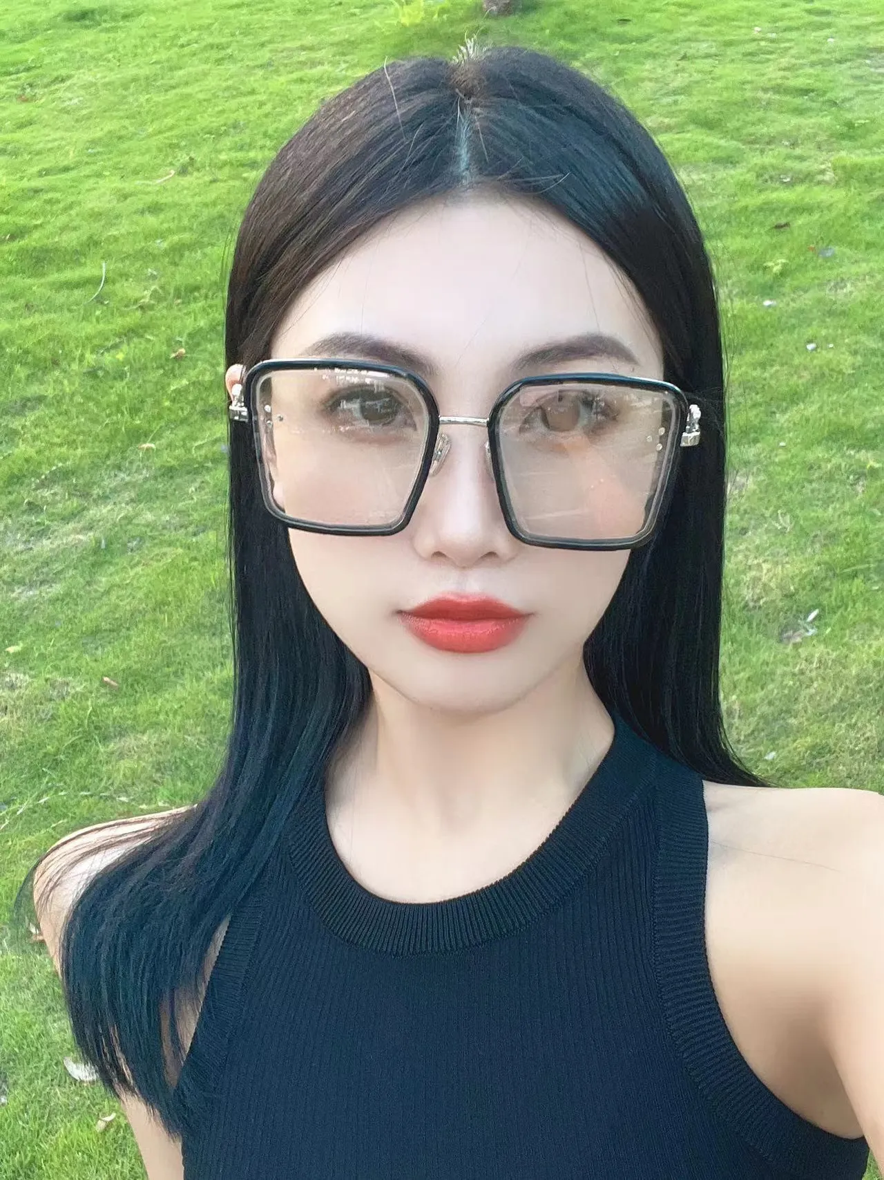 Black Silver Oversized Square Frame Thick Front Optical Glasses 4