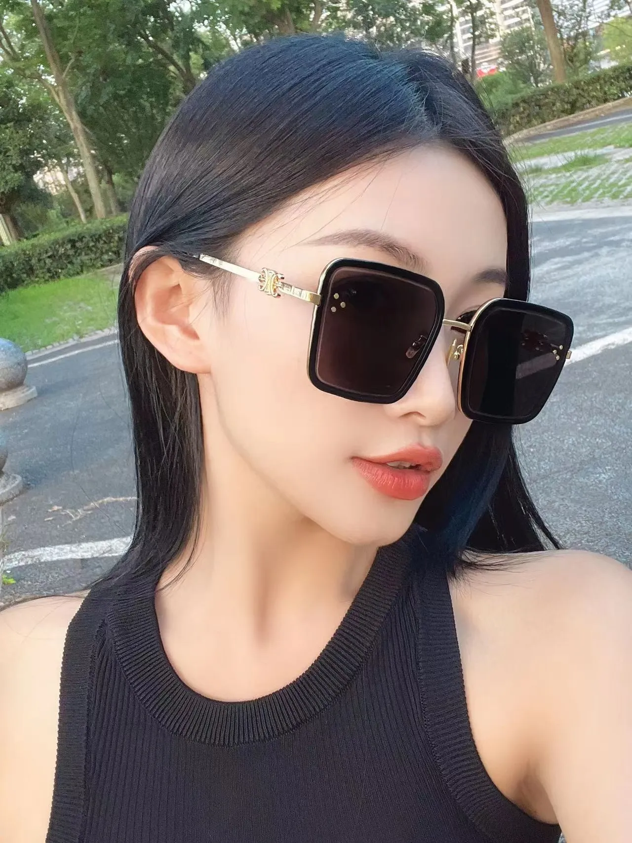 Black Silver Oversized Square Frame Thick Front Optical Glasses 8