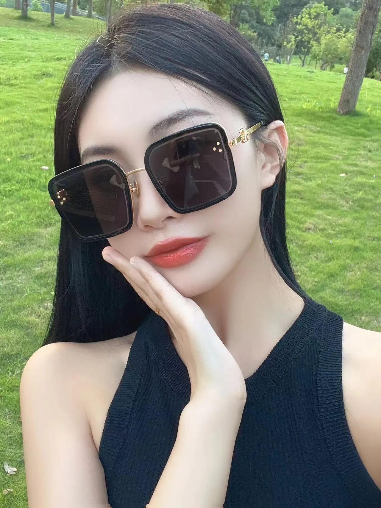 Black Silver Oversized Square Frame Thick Front Optical Glasses 9