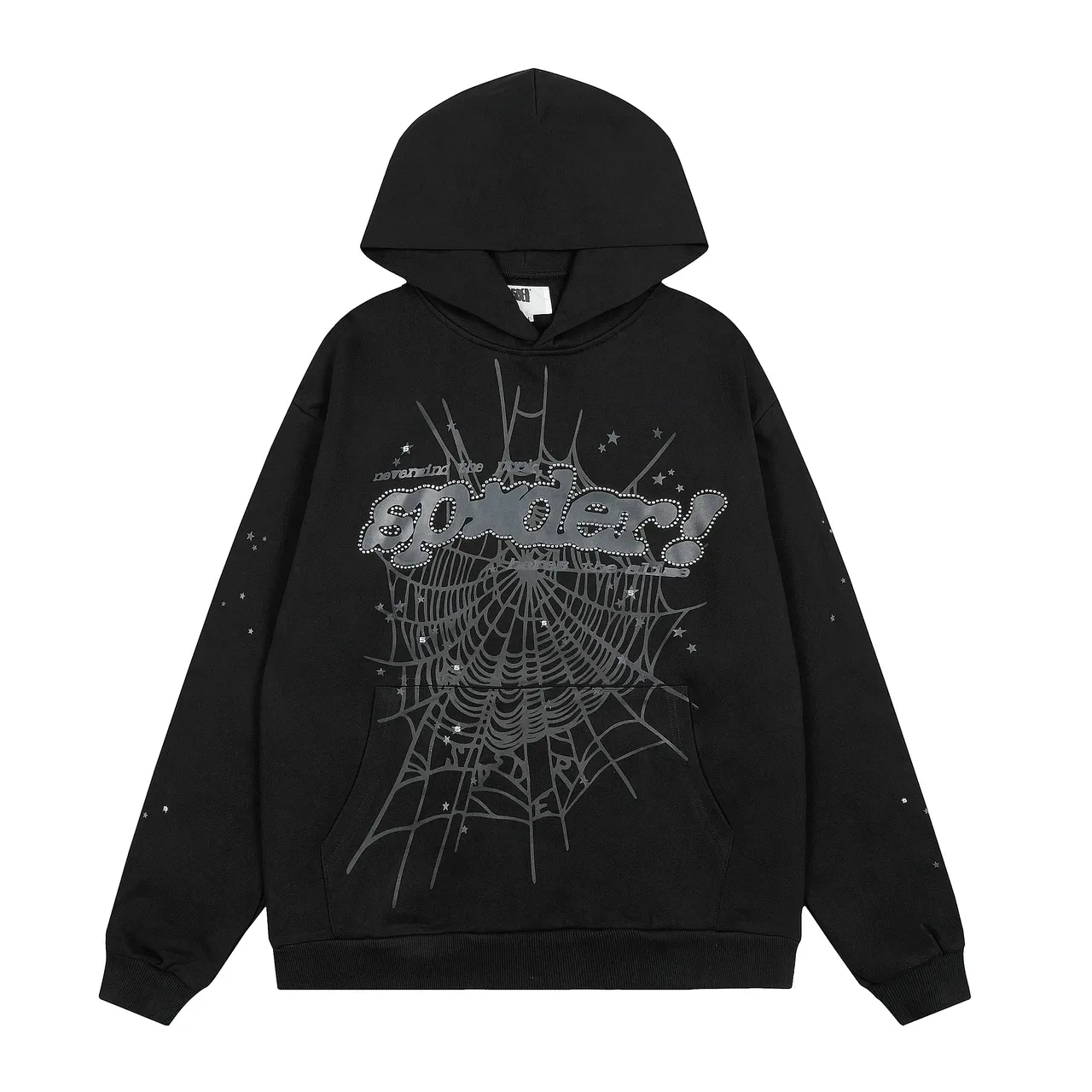 Tracksuit oversized preto com gráfico de teia de aranha hoodie e sweatpants 2