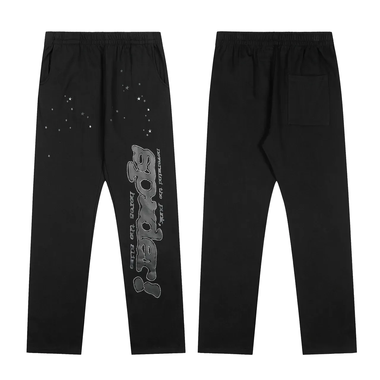 Tracksuit oversized preto com gráfico de teia de aranha hoodie e sweatpants 6