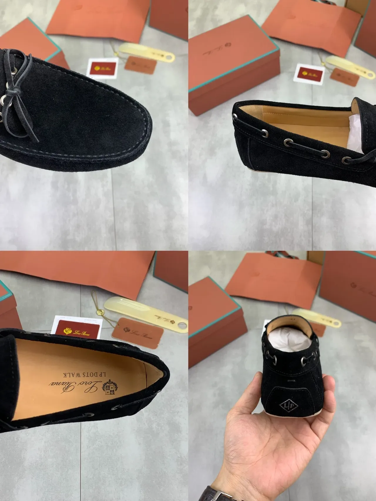Black Suede Lace-Tie Loafers 2