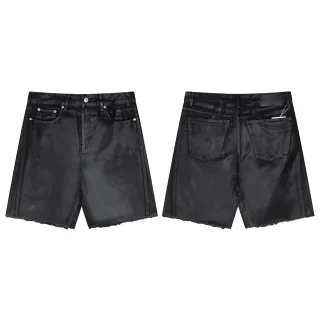 Black Washed Denim Frayed Hem Shorts