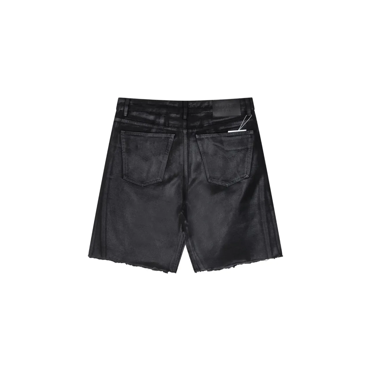 Black Washed Denim Frayed Hem Shorts 4