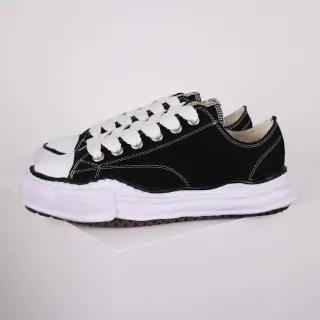 Black White Canvas Upper Rubber Toe Cap Sneakers