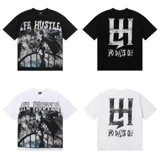 Black White Graphic Print Distressed Typography Top