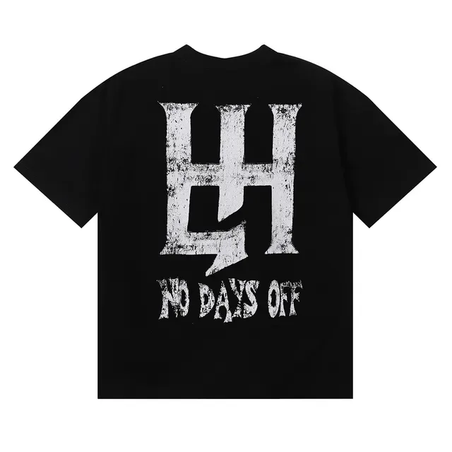 Black White Graphic Print Distressed Typography Top 2