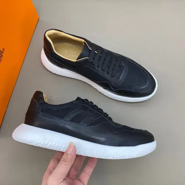 Black White Leather And Mesh Upper Sculpted Midsole Sneakers 5