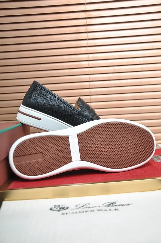 Black White Pebbled Leather Penny Strap Loafer 3
