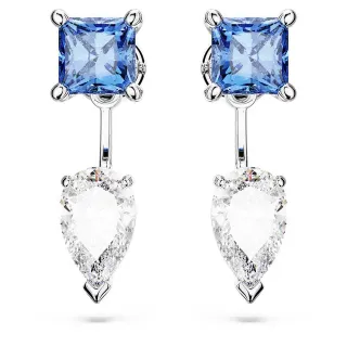 Blue and White Gemstone Two-Stone Drop Earrings
