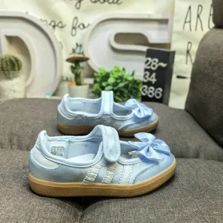 Blue Brown Light Satin Upper Gum Rubber Sole Mary Jane Shoes