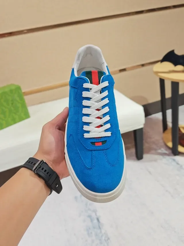 Blue Suede Low-Top Lace-Up Lifestyle Sneaker 5