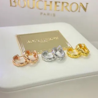 Boucheron أقراط ذهب فضة مع حلقات مفصلة وبيزل متموج