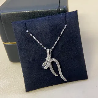 Bow-Shaped Baguette-Pavé Pendant Necklace