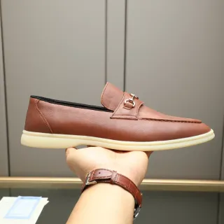 Loafer Marrom Bege de Couro com Alça de Mors