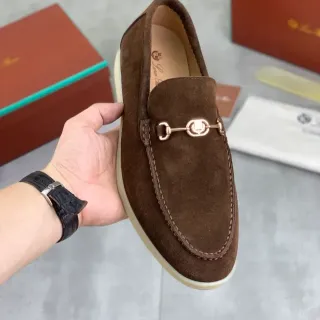 Brown Beige Suede Horsebit Detail Loafer
