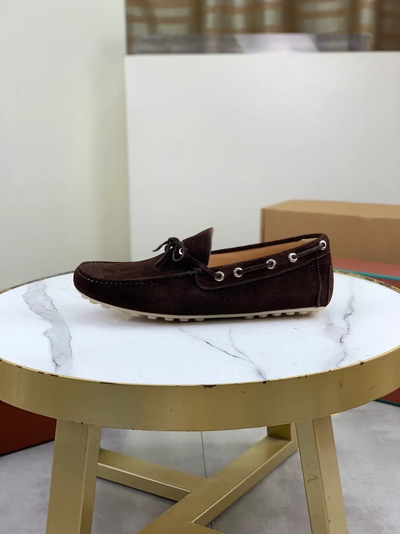 Brown Beige Suede Moc-Toe Loafer 5