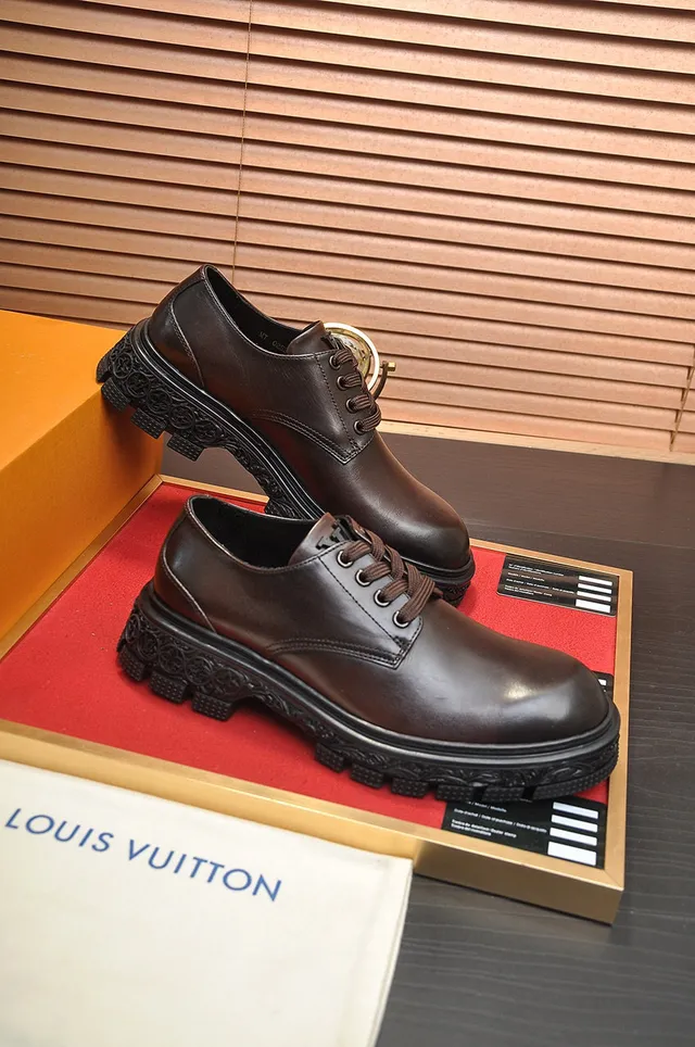 Brown Black Sculpted Ornate Sole Polished Leather Derby Shoes 5