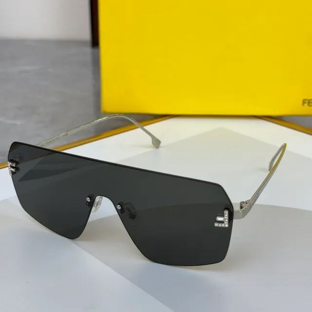 Brown Gold Shield-Style Rimless Sunglasses 8