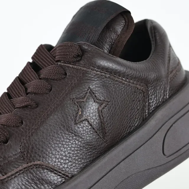 Brown Pebbled Leather Star Logo Platform Sneakers 6