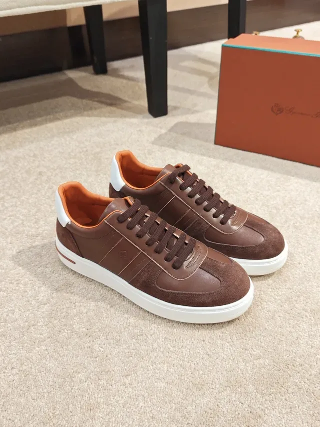 Brown Suede and Leather Two-Tone Lifestyle Sneaker 4