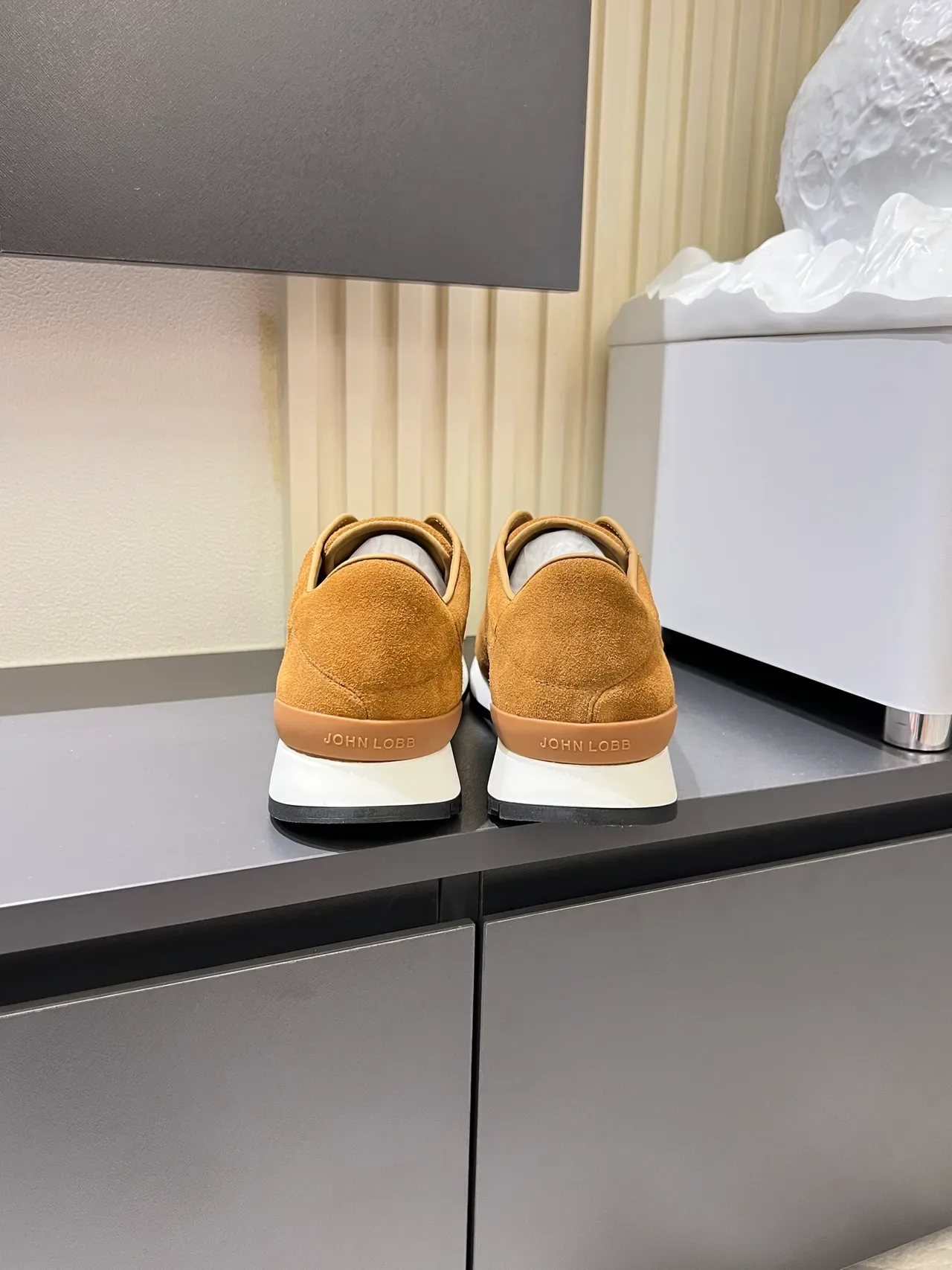 Brown White Suede Upper Slip-On Construction Sneakers 2