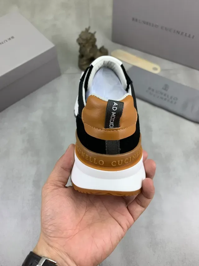 Brunello Cucinelli Black and Tan Suede Mesh Lifestyle Sneaker 3