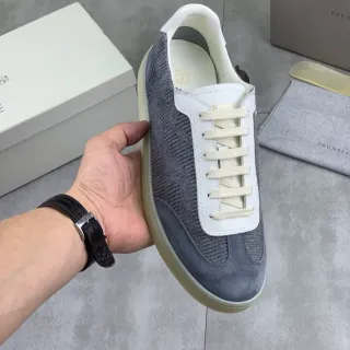 Brunello Cucinelli Zapatilla Gris de Punto y Ante Lifestyle