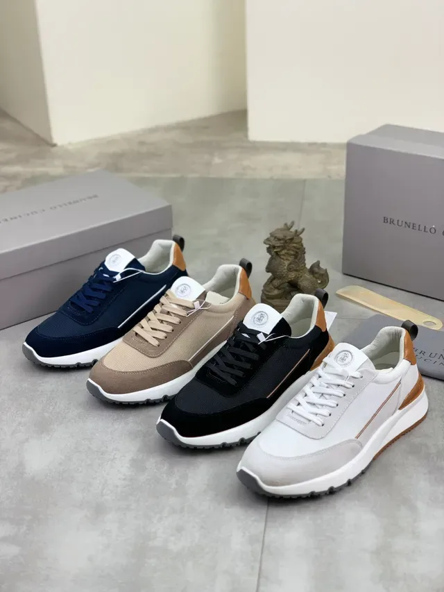 Brunello Cucinelli Navy Mesh and Suede Lifestyle Sneaker 2