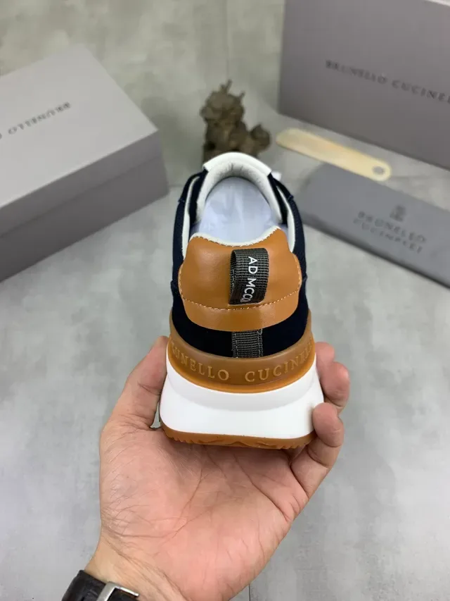 Brunello Cucinelli Navy Mesh and Suede Lifestyle Sneaker 4