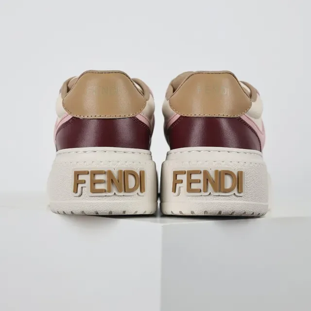 Burgundy Pink Beige Cream Multi-Panel Platform Lifestyle Sneakers 8