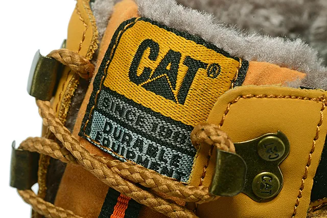 CAT Marron Noir Tan Cuir Col rembourré Bottes de travail 6