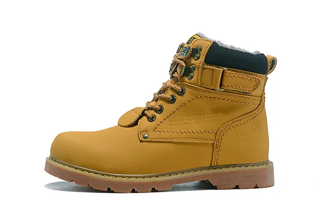 CAT Marron Noir Tan Cuir Col rembourré Bottes de travail 13