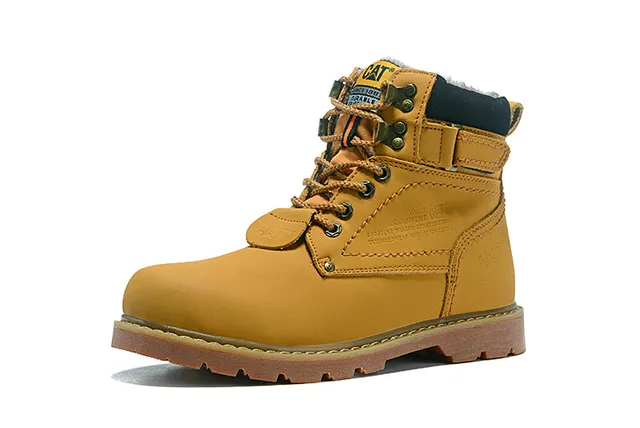 CAT Marron Noir Tan Cuir Col rembourré Bottes de travail 14