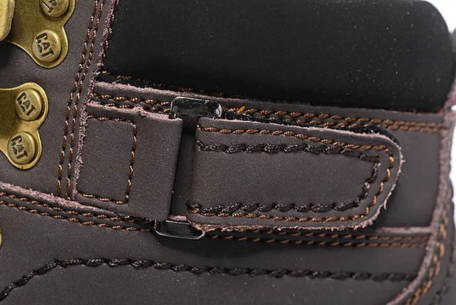 CAT Marron Noir Tan Cuir Col rembourré Bottes de travail 16