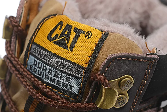 CAT Marron Noir Tan Cuir Col rembourré Bottes de travail 17