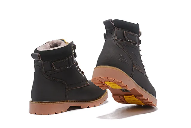 CAT Marron Noir Tan Cuir Col rembourré Bottes de travail 20