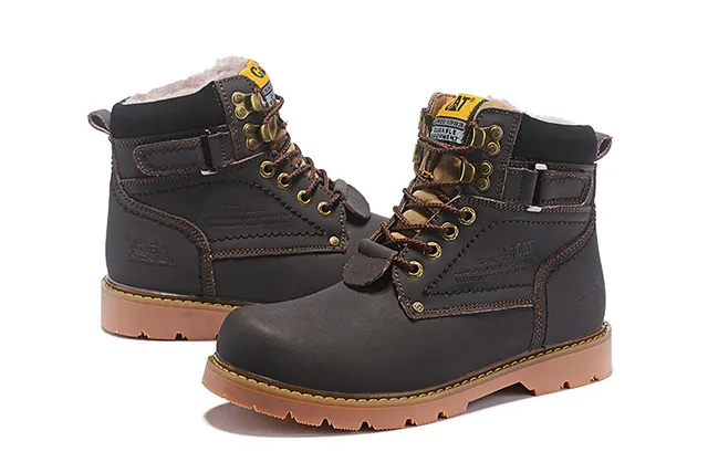 CAT Marron Noir Tan Cuir Col rembourré Bottes de travail 21