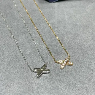 Chaumet Liens সোনা রুপো X-আকৃতির পেন্ডেন্ট Pavé-Set পাথর মালা