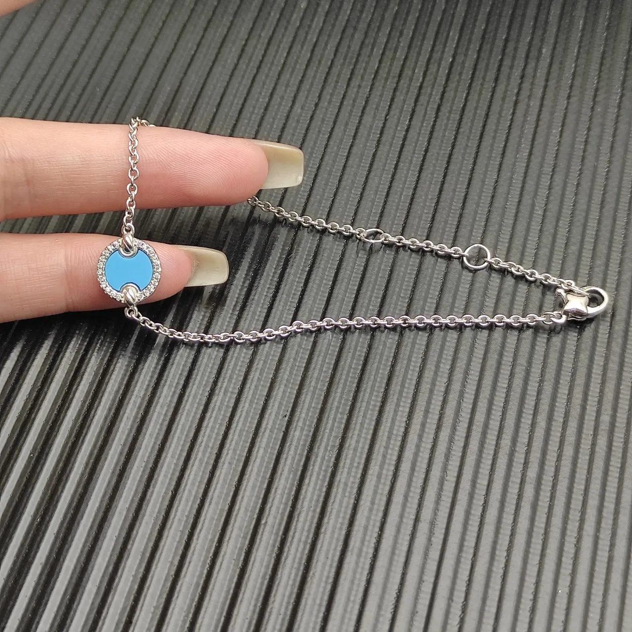David Yurman Albion pulseira de esmalte azul Pavé 6