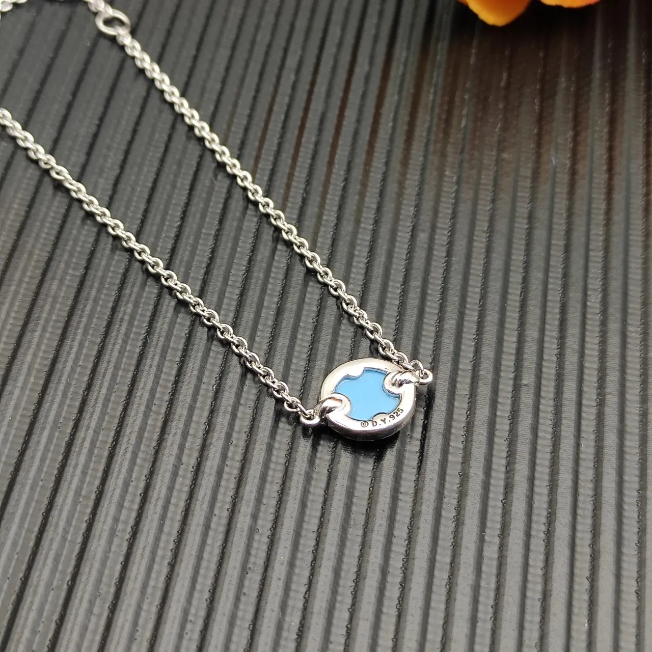 David Yurman Albion pulseira de esmalte azul Pavé 8