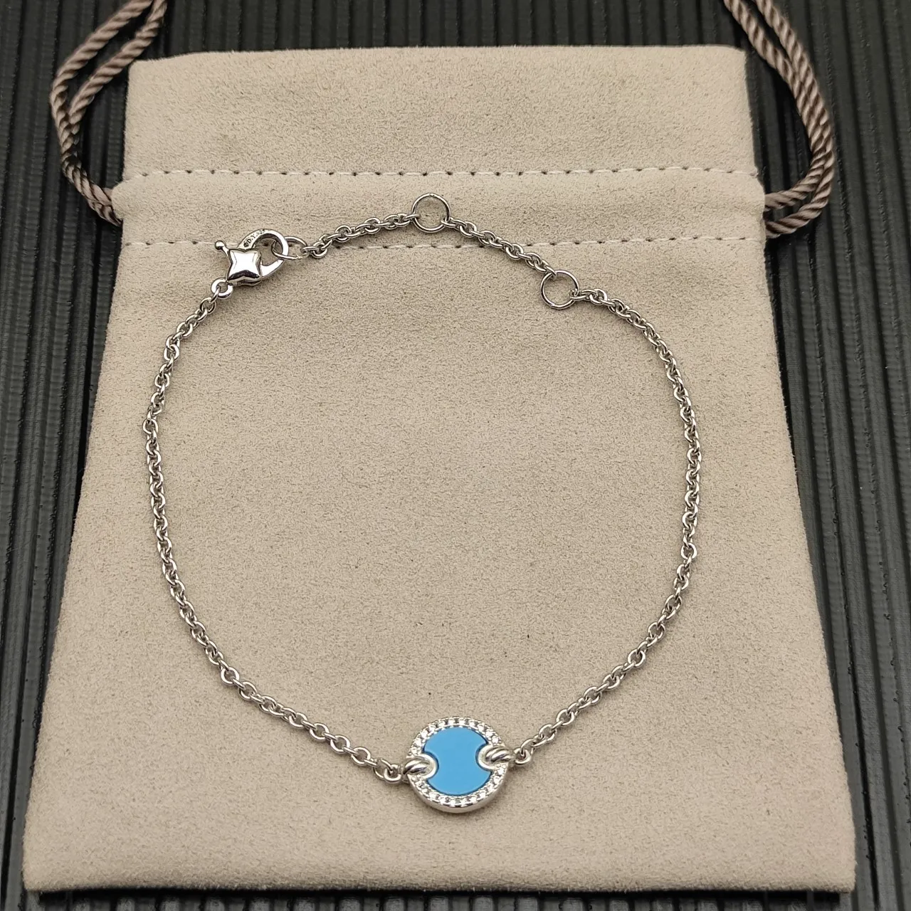 David Yurman Albion pulseira de esmalte azul Pavé 9